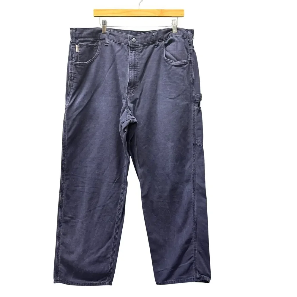 Carhartt FR Pants Mens 40x32 (40x31 ACTUAL) Blue Flame Resistant Canvas Work‎